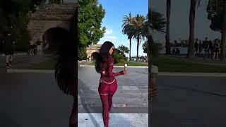 Beautiful model in a tight sparkly jumpsuit outfit for the day fashion style outfit shorts [upl. by Morehouse]