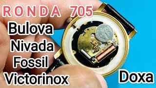 Ronda 705 Bulova Nivada Fossil Victorinox Doxa Cambio de batería [upl. by Swithin361]