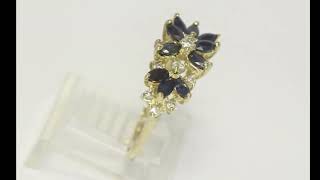 Diamond Sapphire Filigree Ring 115CT 14K Yellow Gold Size 6 14  31807 [upl. by Johns]