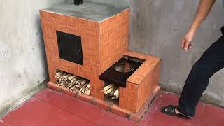 How to make a stove and oven with cement  Beautiful clay and ceramic tiles Handy [upl. by Yerocal]