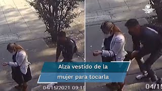 Captan a sujeto manoseando a mujer en la colonia Portales Fiscalía de la CDMX pide denunciarlo [upl. by Yortal]