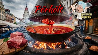 Ungarisches Pörkölt Rezept  Echtes Kesselgulasch über offenem Feuer gekocht [upl. by Gaultiero918]