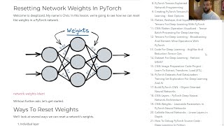 Reset Weights PyTorch Network  Deep Learning Course [upl. by Brote]