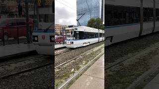 Tramway to Zaspa line 12 departing from Klonowa station Gdańsk [upl. by Bounds]