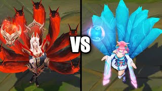 Immortalized Legend Ahri vs Spirit Blossom Ahri Skins Comparison League of Legends [upl. by Rustin90]