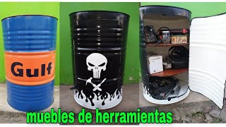 DIY Mueble de herramientas con tambor de aceite gulf  ideas con tachos de 200 litros [upl. by Remus]