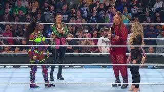 Bayley amp Naomi Confront Nia Jax amp Tiffany Stratton [upl. by Samaria]