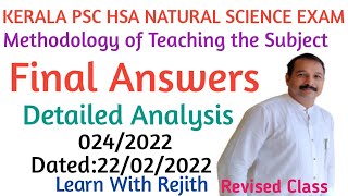 HSA NATURAL SCIENCE 22022022 EXAM  CORRECT ANSWERS  Methodology of Teaching Revised Class [upl. by Ecnerolf618]