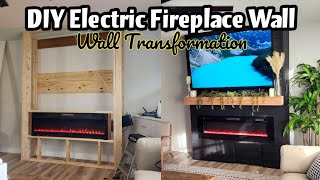 DIY ELECTRIC FIREPLACE  DIY SHIPLAP FIREPLACE  WALL TRANSFORMATION [upl. by Aneela169]