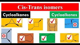 Lec3  Cis trans in cycloalkanes and cycloalkenes  Geometric isomers  Configurational isomers [upl. by Heddie]