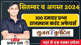 Rajasthan Current Affairs Top 100 September to August Current 2024  सुजस eबुलेटिन Current [upl. by Eugirne525]