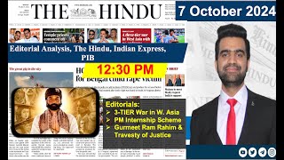 7 October 2024  The Hindu News amp Editorial Analysis by Jatin Verma upsc hindunewspaperanalysis [upl. by Wolfgram161]