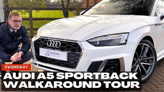 2022 Audi A5 Sportback S Line Walkaround Tour  Swansway Motor Group [upl. by Ikairik]