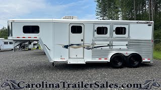 2006 Cimarron 2 Horse Weekender Trailer  AC amp Rear Ramp Tour [upl. by Ryder281]