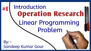 operations research introduction and linear programming problem  lecture1 [upl. by Nnyled]