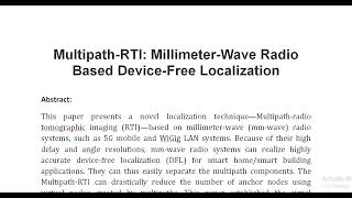 Multipath RTI Millimeter Wave Radio Based Device Free Localization [upl. by Savick]