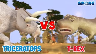 Triceratops vs TRex  Triceratops Level Challenge S1E9  SPORE [upl. by Torosian]