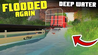 DRIVING THROUGH DEEP FLOOD WATER  Chellington Farm FS19  Episode 32 [upl. by Matthia]