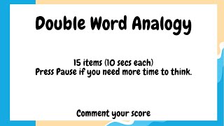 Double Word Analogy [upl. by Edson]