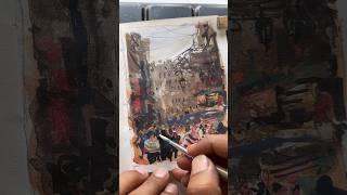 Watercolor Streetscape Magic shorts watercolorpainting watercolortutorial [upl. by Cully912]