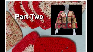 Granny square cardigan  Crochet tutorial  Part 2 [upl. by Stav]