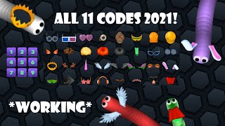 Slitherio  ALL 11 NEW CODES 2021  CROWN  WINGS  BUNNY EARS WORKING 32 cosmetics  k3lp [upl. by Calla]