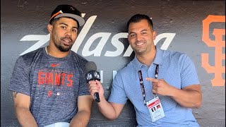 San Francisco Giant Lamonte Wade Jr talks Jr Giants snacks amp bobbleheads [upl. by Eisele680]