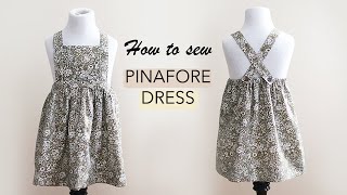 DIY pinafore dress Pinafore tutorial Apron dress 피나포어 드레스ピナフォア・ドレス  How to sew a pinafore dress [upl. by Voltz238]