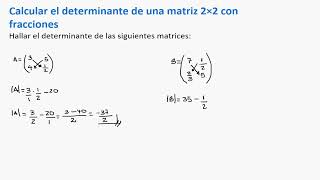 Calcular el determinante de una Matriz 2x2 con fracciones Explicación  Ejercicio 02 [upl. by Boote]