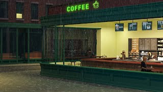 Cozy New York Diner  Heavy Rain and Smooth Jazz 2 hours [upl. by Asseniv]