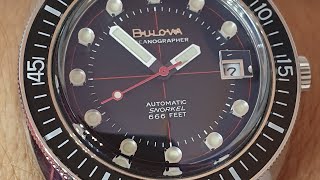 Reloj Bulova Oceanographer Diver Automatic Snorkel 666 FEETmodelo 96B34441mm Miyota 21 Joyas [upl. by Trace]