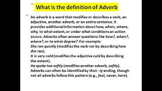 what is the definition of adverb [upl. by Eelyram]