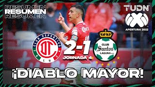 Resumen y goles  Toluca 21 Santos  Liga Mx Apertura 22 J4  TUDN [upl. by Oliana]