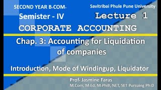 Corporate Accounting Sem 4 Chap 3 Liquidation of Companies Nirali  Introductiion  Liquiidator [upl. by Asirrom239]