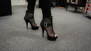 Unboxing Pleaser DELIGHT60023 Mesh Matte Black 6 Inch Ankle Boots [upl. by Tobiah]