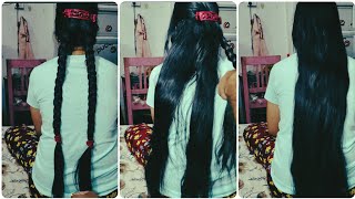 Twin braid making by husband combing hairstyle hairlength [upl. by Norene]