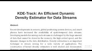 KDE Track An Efficient Dynamic Density Estimator for Data Streams [upl. by Osterhus]