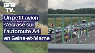 SeineetMarne trois morts dans le crash dun petit avion de tourisme sur lA4 [upl. by Oirifrop]