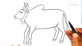 Ox Drawing easy step by step  Pongal Jallikattu kaalai maadu drawing  Bull drawing [upl. by Brooks]