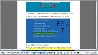 Fix CRITICALSERVICEFAILED STOP 0x0000005A Blue Screen on Windows 1110 [upl. by Alard]