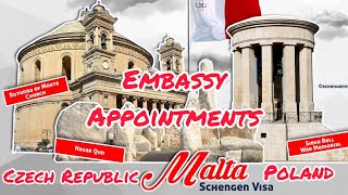 Poland Malta amp Czech Republic Embassies Appointments Issue Full Updates [upl. by Aikemat]