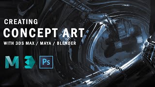 Creating concept arts with 3ds max  Maya  Blender  TimeLapse [upl. by Ganny929]