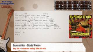 🎸 Superstition  Stevie Wonder Guitar Backing Track with chords and lyrics [upl. by Fagaly]