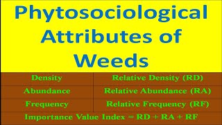 Phytosociological Attributes of Weeds [upl. by Banna]