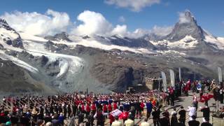 Alphorn Weltrekord auf dem Gornergrat vom 17 August 2013  508 Alphörner [upl. by Eirrac]