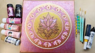 LOTUS Flower Dot Mandala 2  Timelapse  How to paint  Paintings with a Story  Step by Step 86 [upl. by Corley]