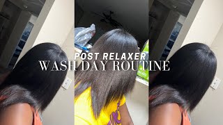 POST RELAXER WASH DAY ROUTINE  SCALP CARE amp HEALTHY HAIR hairstyle silkpress [upl. by Carleton]