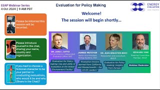 EEAP Webinar 12 Evaluation for Policy Making [upl. by Mccourt]