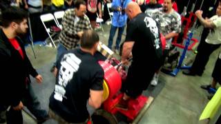 Scot Mendelsons 1108 lb Bench Press Warm Up Set at 2012 LA Fit Expo [upl. by Nelav]