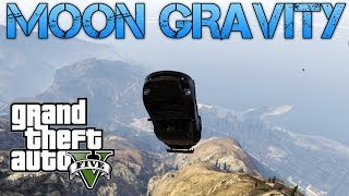 Grand Theft Auto V  FUN WITH MOON GRAVITY  MAKING CARS FLY [upl. by Ayifas]